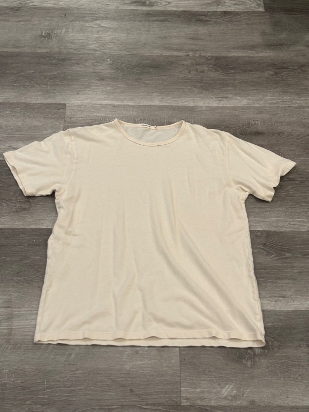 Industry of All Nations Organic Indian Cotton Crew Tee Shirt Unbleached Men's L